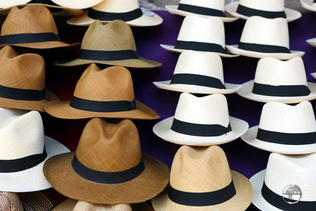 Hand-woven hats for sale in Cartagena old town.
