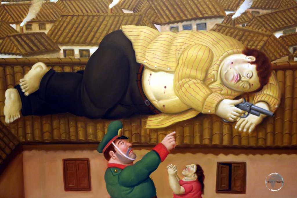 Also housed at the Museum of Antioquia, another work by Medellín artist, Fernando Botero, deals with the capture of the Medellin cartel boss, Pablo Escobar.