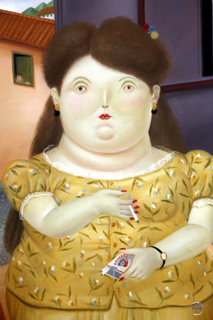 "Woman Smoking" by Botero, on display at the 'Museo Nacional de Colombia' (Colombian National Museum) in Bogota, Colombia.