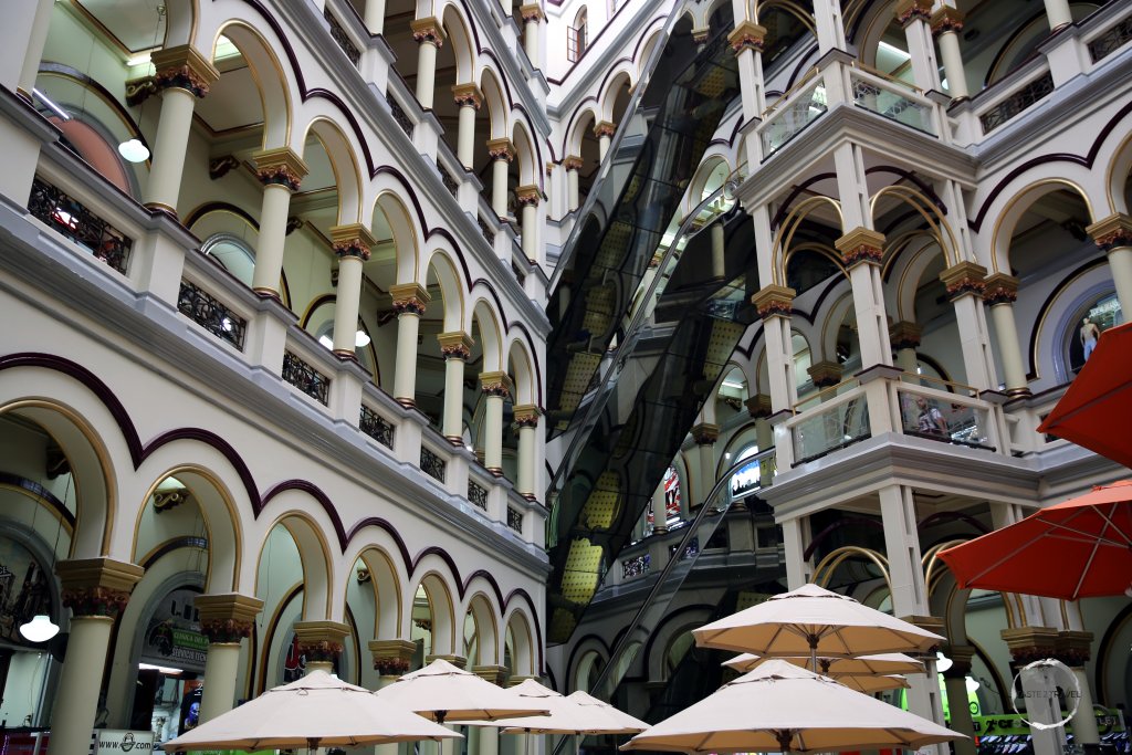 The courtyard of a very 'Escher-esque' building in Medellin, Colombia.