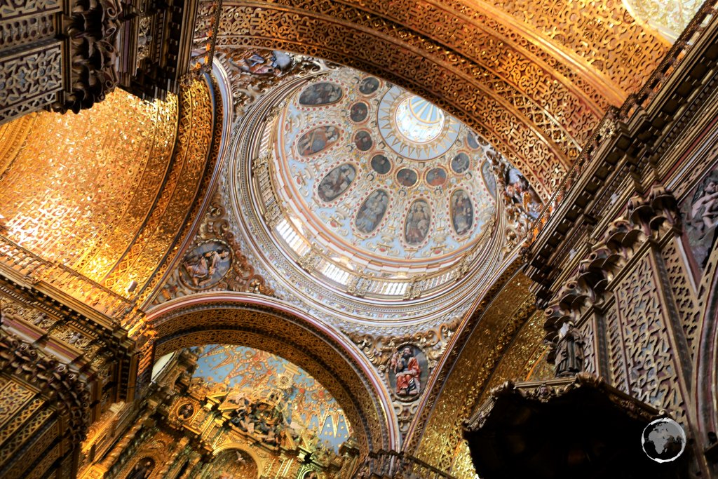 The Church of the Society of Jesus (La Iglesia de la Compañía de Jesús), is a Jesuit church in Quito, which is famous for its spectacular central nave, which is profusely decorated with gold leaf.