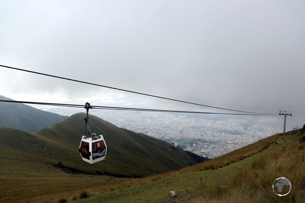 The TelefériQo (a combination of teleférico and Quito) runs up the foothills of Pichincha volcano, offering panoramic views of Quito from 3,945 metres (12,943 feet).