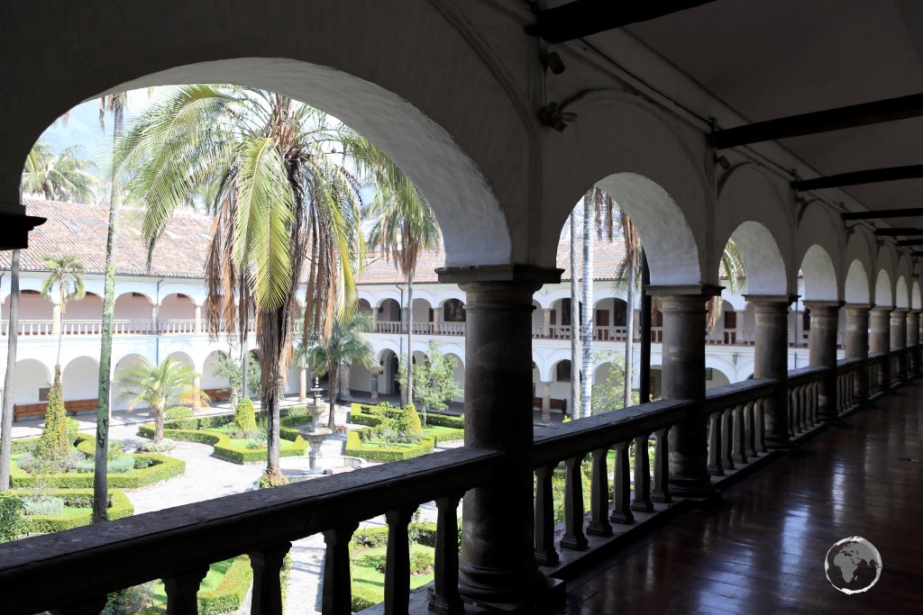 A view of the interior courtyard at the San Francisco Museum and Convent in Quito.