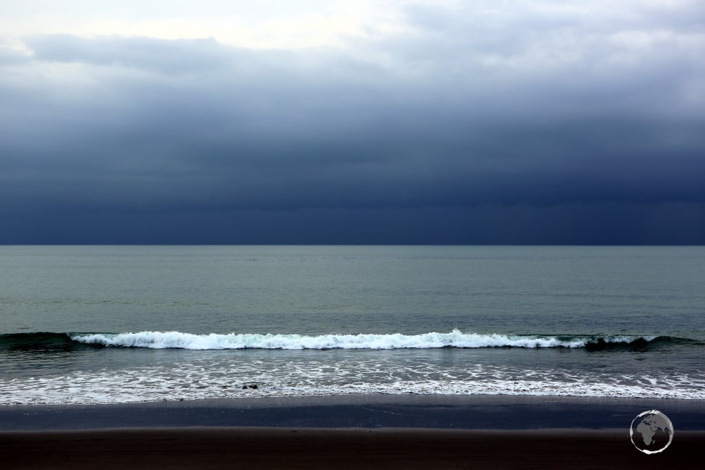 Storm clouds over the beach at Olón, a popular beachside town on the Pacific coast of Ecuador.
