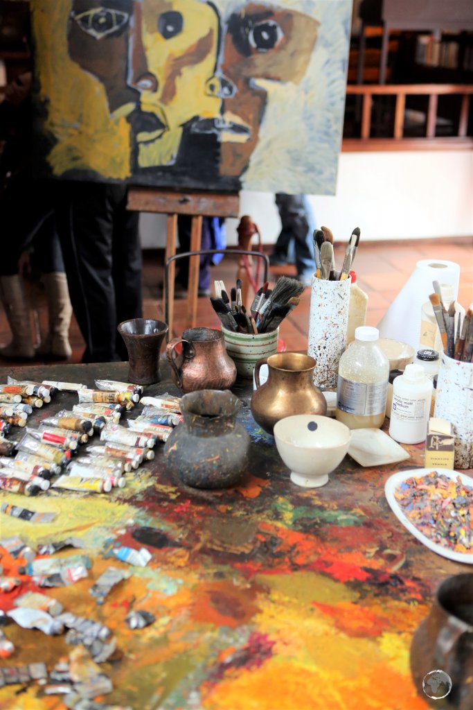A view of Guayasamín's studio, inside his former home at the Casa Museo Guayasamín.