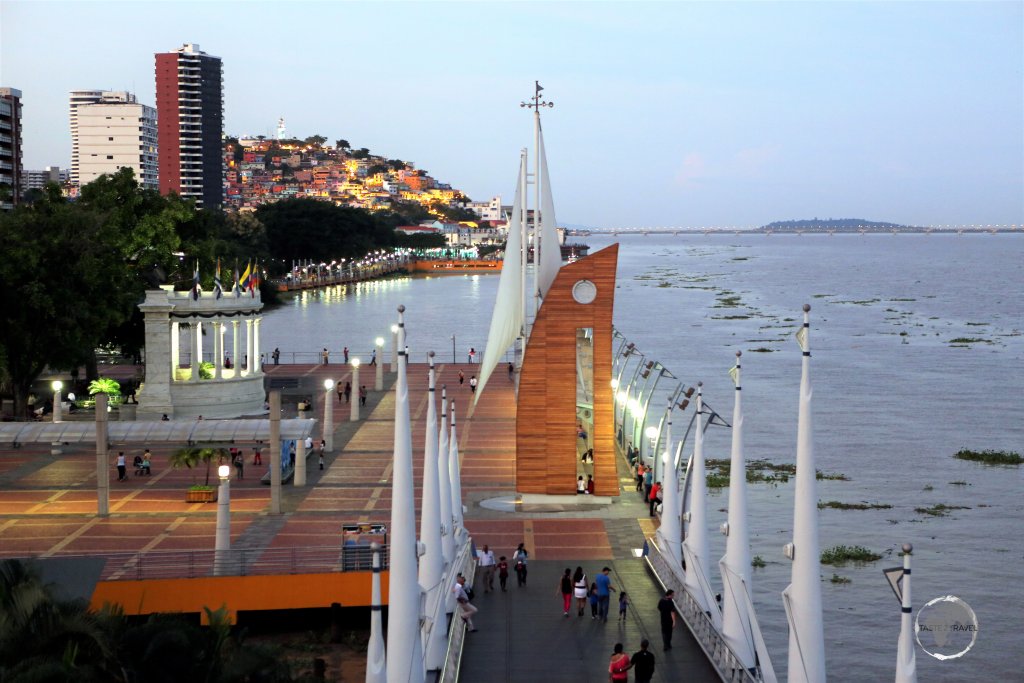 A view of 'Malecón 2000', the boardwalk overlooking the Guayas river in the Ecuadorian port city of Guayaquil.