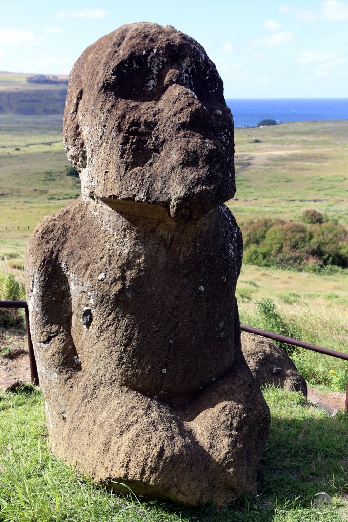 Located at the Rano Raraku quarry, Tukuturi is a truly unique moai. While all moai are standing and clean-shaven, Tukuturi is kneeling and features a beard. He also has a rounded head, soft nose, and upward-gazing eyes!