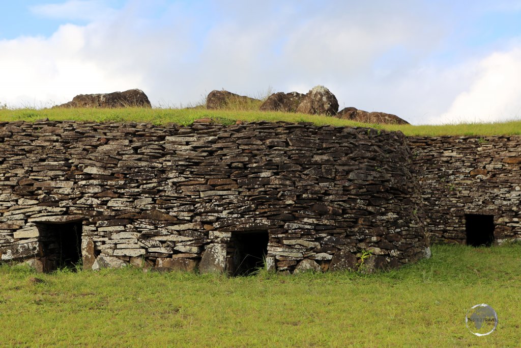 Orongo is the ceremonial village used by the Rapa Nui people during the birdman era. It's located on the edge of the volcano, Rano Kau, looking out towards the sea.