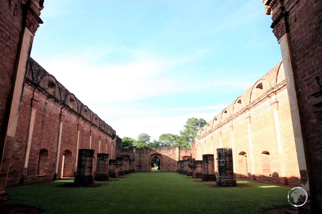 The massive mission church at the 'Jesús de Tavarangue' mission was being built as a replica of the Church of Saint Ignatius of Loyola in Italy. Had it been completed, it would have been one of the biggest churches of its era.