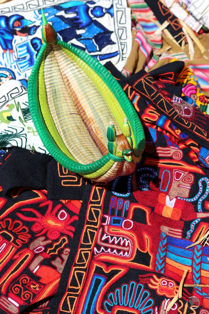 The Uros people of Lake Titicaca sell handmade souvenirs, which include colourful textiles and miniature totora reed boats.