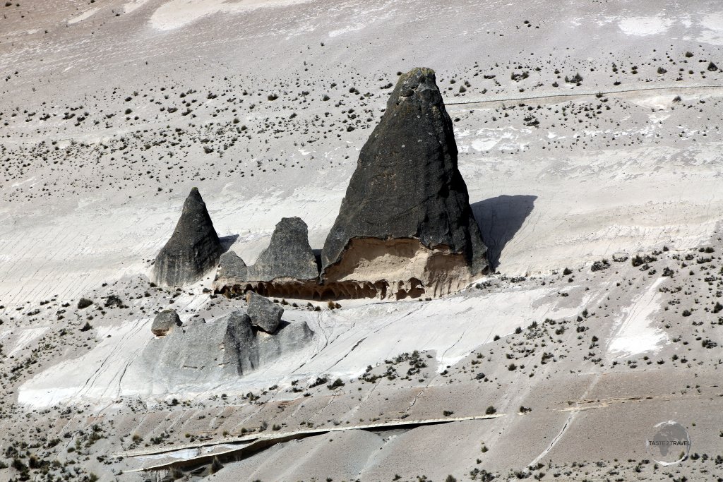 The landscape of 'Salinas y Aguada Blanca National Reserve' near Arequipa, features impressive volcanic rock formations which rise up from the Peruvian Altiplano.
