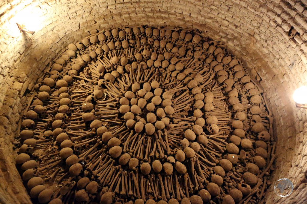 An ossuary in the catacombs of the 'Basílica y Convento de San Francisco' in Lima, the final resting place for an estimated 25,000 bodies.