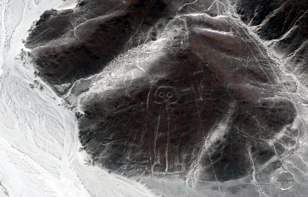 The 35-metre long 'Astronaut', which is one of the 'Nazca Lines' figures - a group of very large geoglyphs made in the soil of the Nazca Desert in southern Peru.