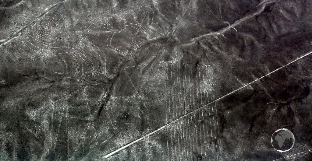 A highlight of the zoomorphic Nazca Lines figures is the 'Monkey' which is 110 metres (360 feet) in length.