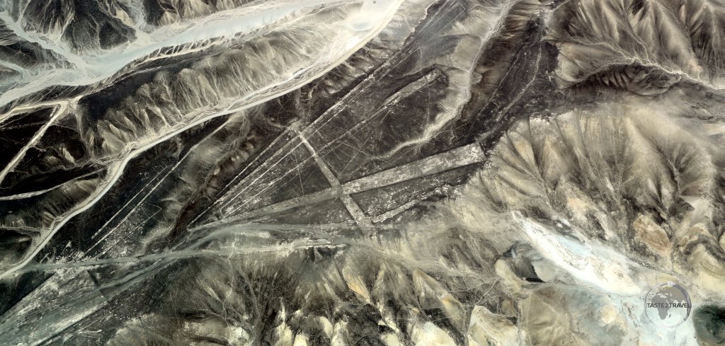 Looking like ancient runways in the desert, geometric 'Nazca Lines' shapes crisscross in the Peruvian desert, near the city of Nazca.