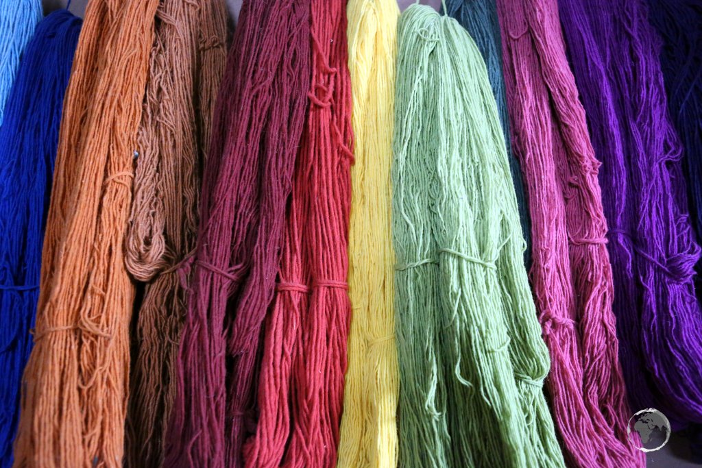 Hand-coloured, woollen yarn at the 'Chinchero Centre for Traditional Culture', where local Quechua woman weave colourful, high-quality textiles.