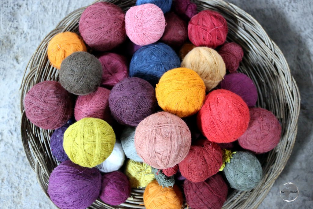 Balls of hand-spun, and hand-coloured, yarn at the 'Chinchero Centre for Traditional Culture', where local Quechua woman weave colourful, high-quality textiles.