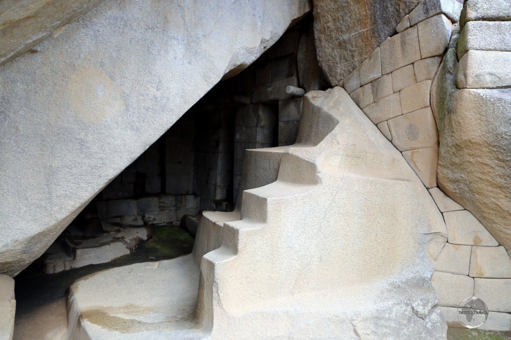 The Royal Tomb at Machu Picchu features a beautifully carved 3-step staircase to nowhere, which is actually a symbolic Inca cross.
