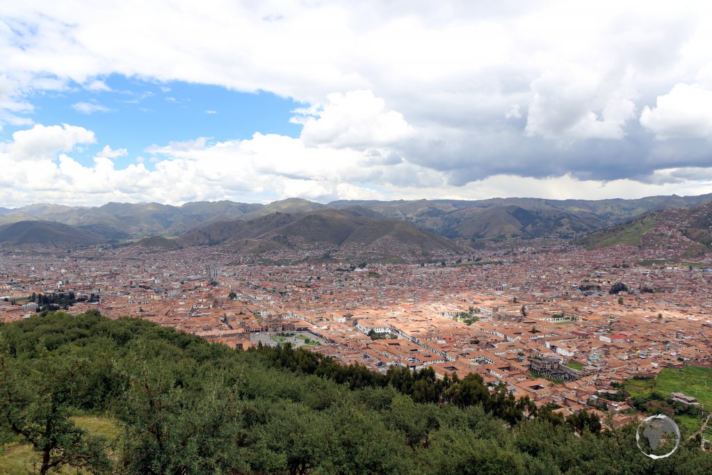 A view of Cusco from Sacsayhuamán. A key tourist hub, Cusco served as the capital of the Inca Empire, and now known for its Inca remains and Spanish colonial architecture.