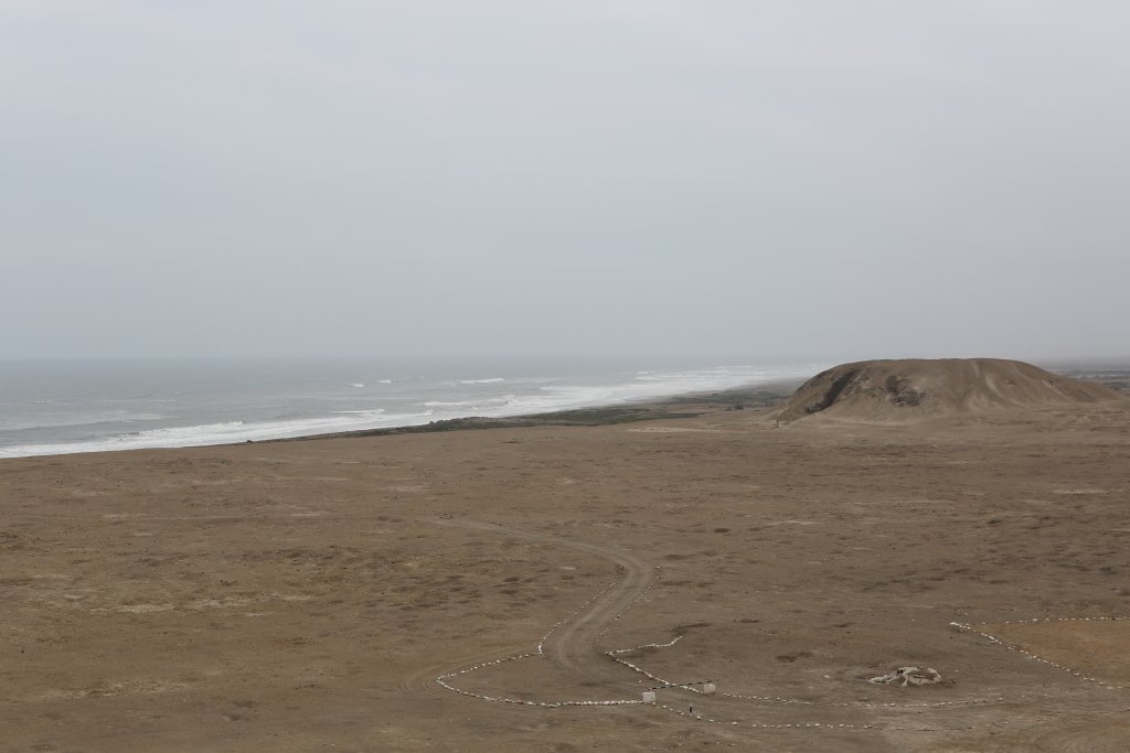 A view of the coast of Peru and the arid Chicama valley, the location of the ancient Moche 'El Brujo' archaeological complex, which is located 50 km north-west of Trujillo.
