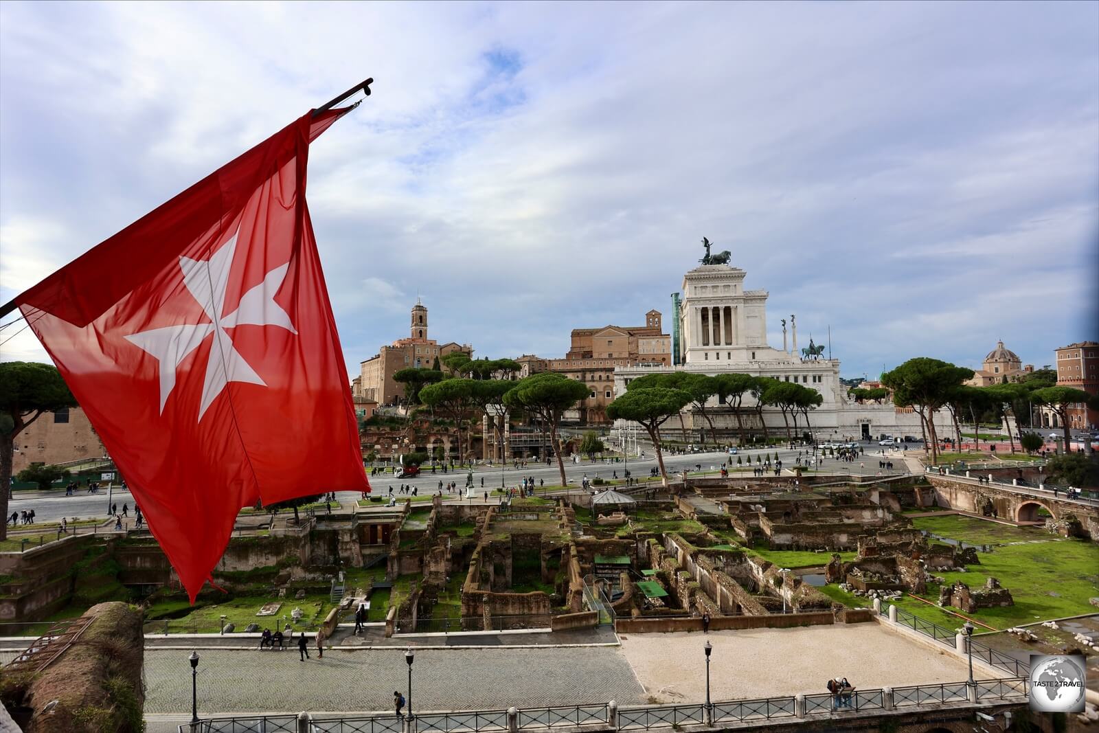 The view over the Forum of Augustus from the balcony of the Casa dei Cavalieri di Rodi.