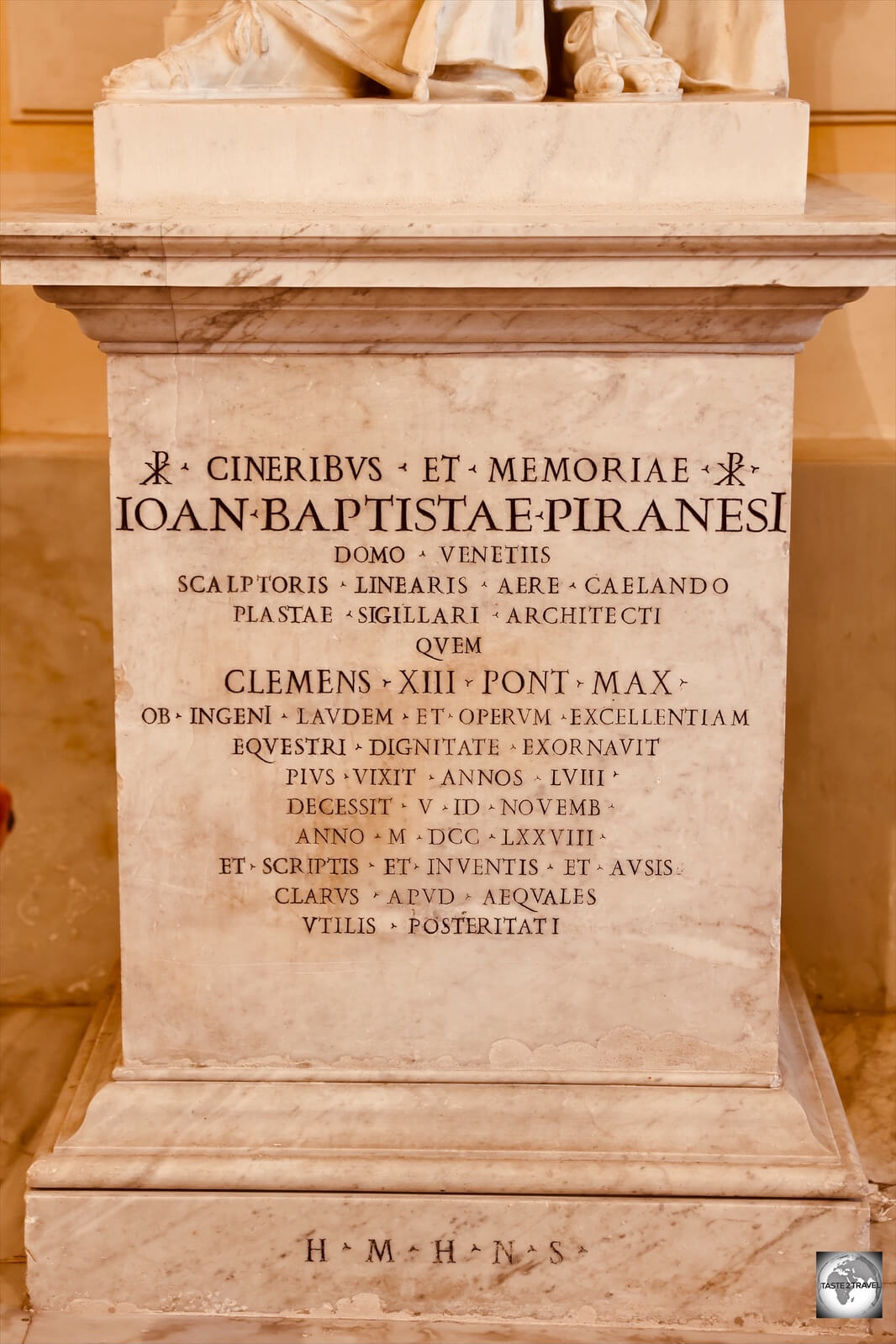 The tombstone from the funeral monument of Giovanni Battista Piranesi.