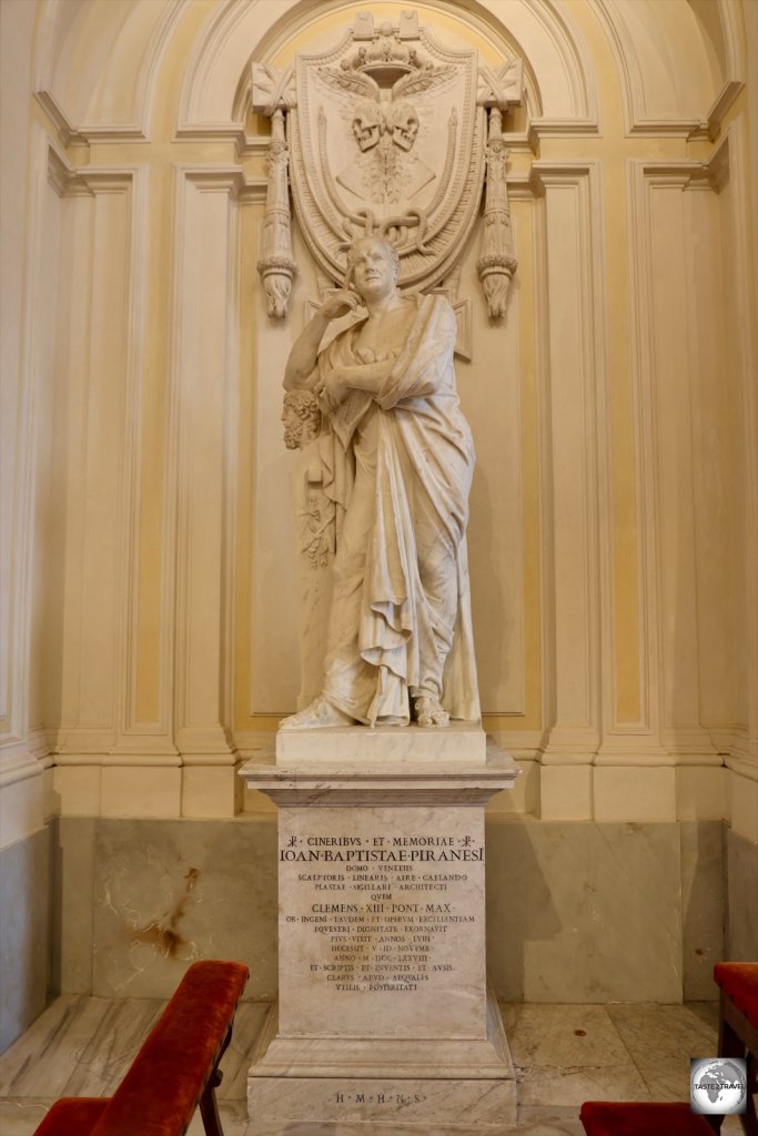 Funeral Monument of Giovanni Battista Piranesi inside Santa Maria del Priorato at the Magistral Villa.
