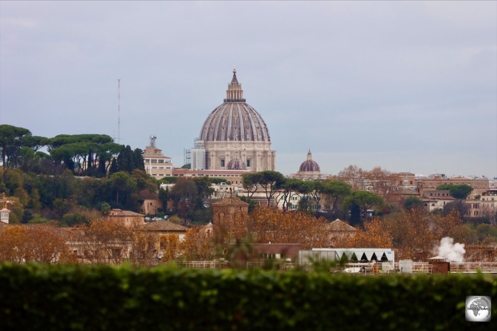 The view of St. Peter's from the garden of the Magistral Villa.