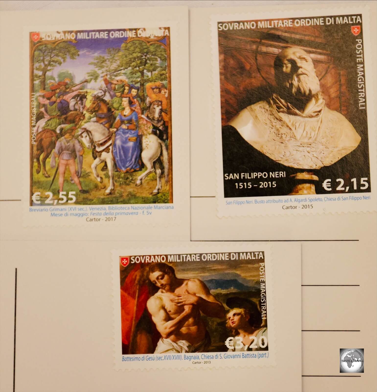 Order of Malta stamps which I purchased from the Post Office at the Magistral Palace.