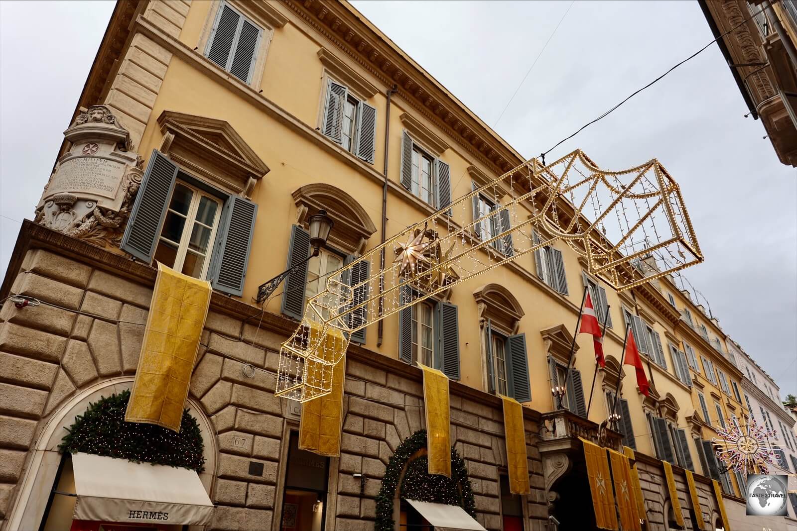 The Rome headquarters of the SMOM, the Magistral Palace on Via dei Condotti,
