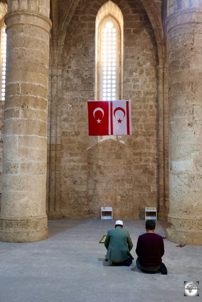 Worshippers inside the Sinan Pasha Mosque in Famagusta.