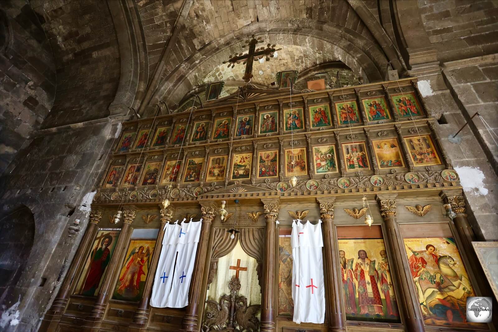 The altar of Ayia Asprophorusa church, the only functioning church in Northern Cyprus, where 99% of the population are Muslim.