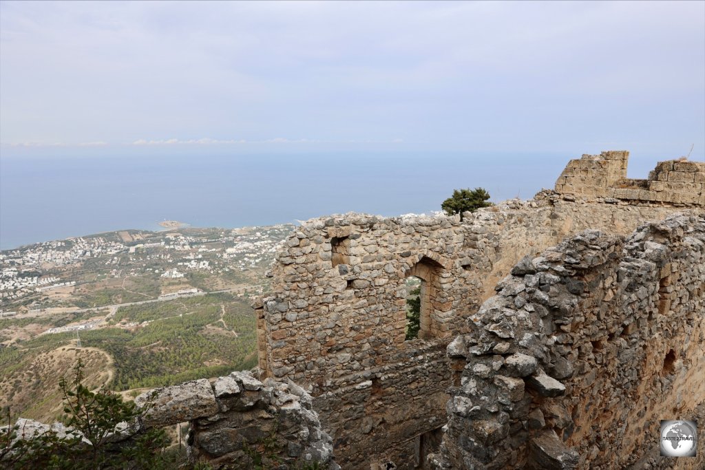 Saint Hilarion castle offers panoramic view of Kyrenia and the north coast of Cyprus.