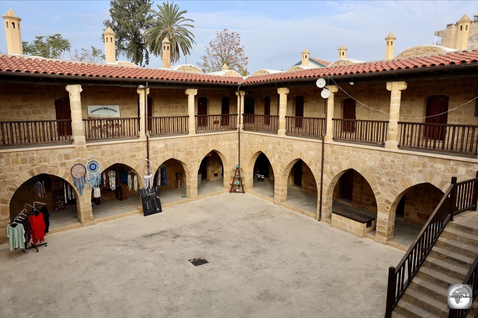 A view of the interior of Kumarcilar Han, an Ottoman-era caravanserai (inn), located in North Nicosia old town.