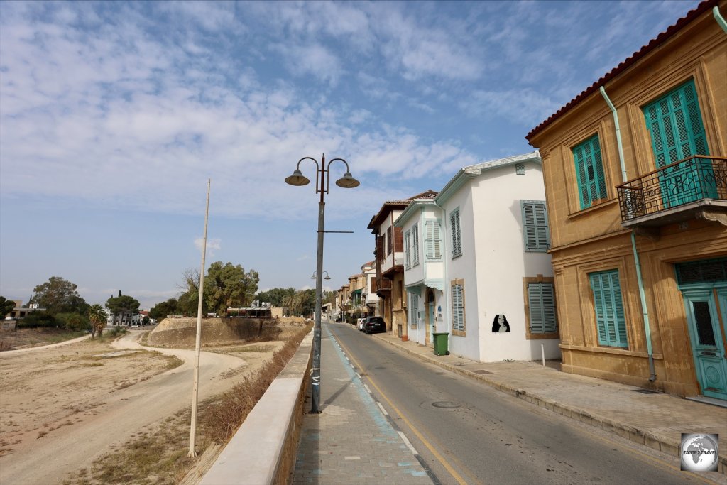 Ottoman-era homes in North Nicosia overlook the city walls which now form part of the UN Buffer zone.