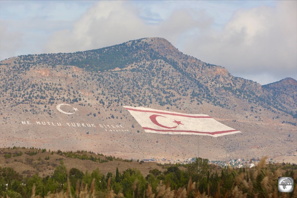 A giant flag of Northern Cyprus covers an area of four football fields.