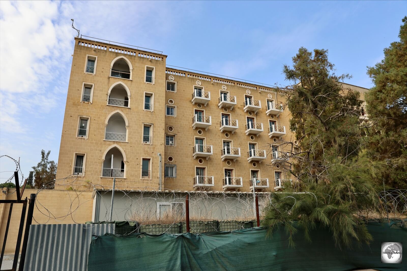 Once the grandest hotel in Nicosia, the abandoned Ledra Palace hotel is frozen in a time-warp, stuck in the middle of no-mans-land in the middle of the UN buffer zone.