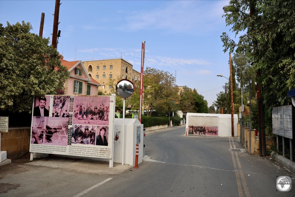 A view of the Greek side of the Ledra Palace crossing point in Nicosia.