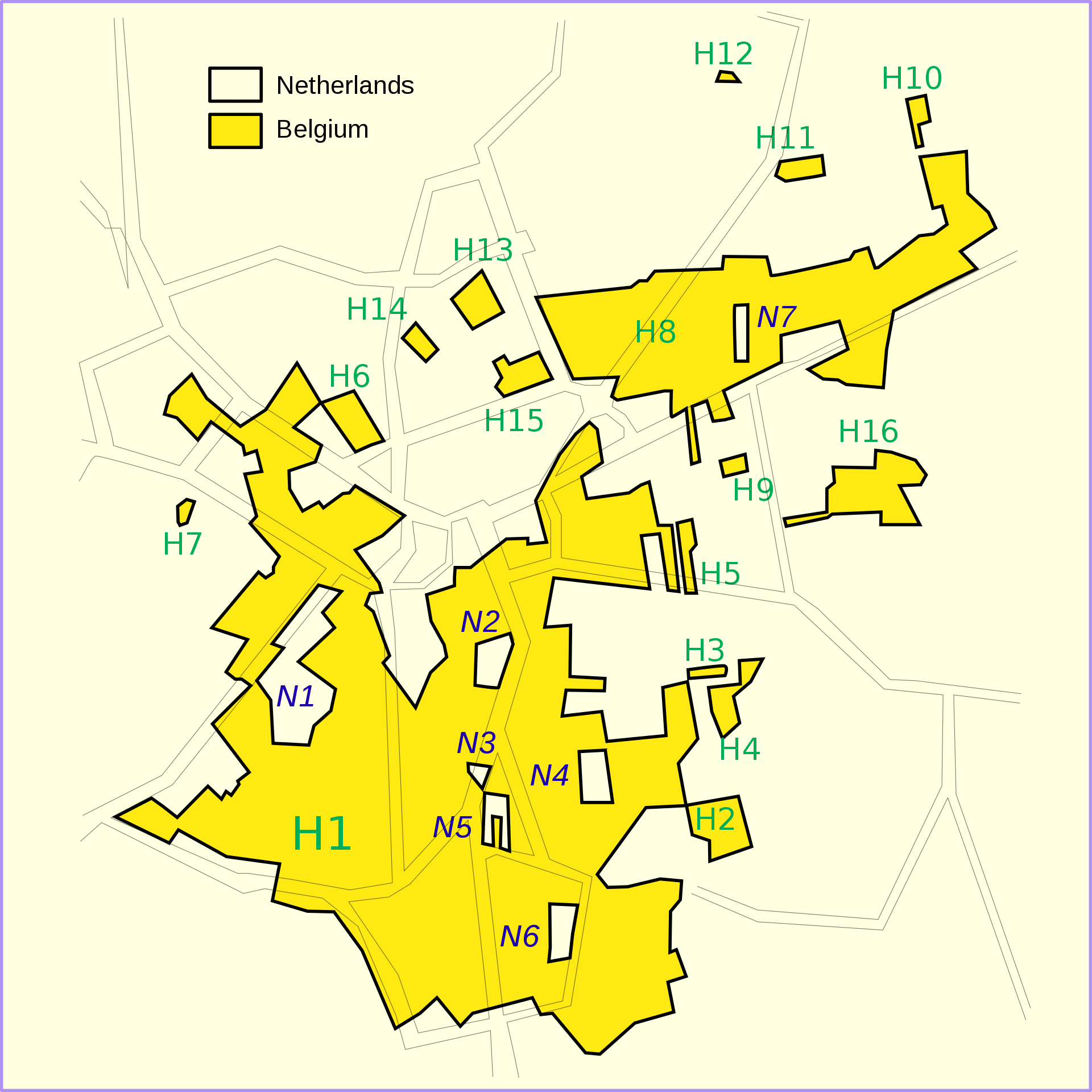 A map of the enclaves and exclaves of Baarle.<br><i>Source: Wikipedia</i>