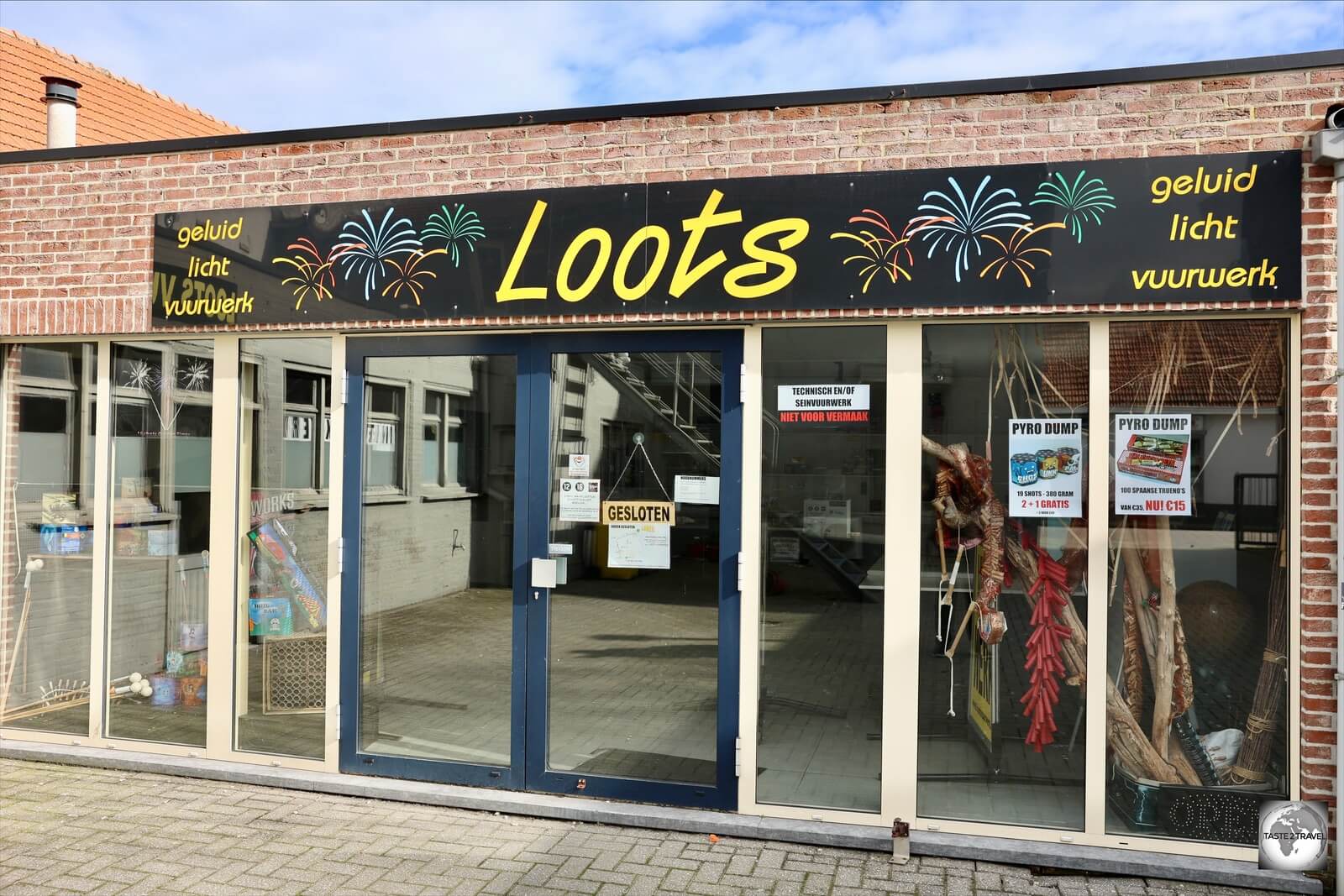 One of many firework shops in Baarle-Hertog.