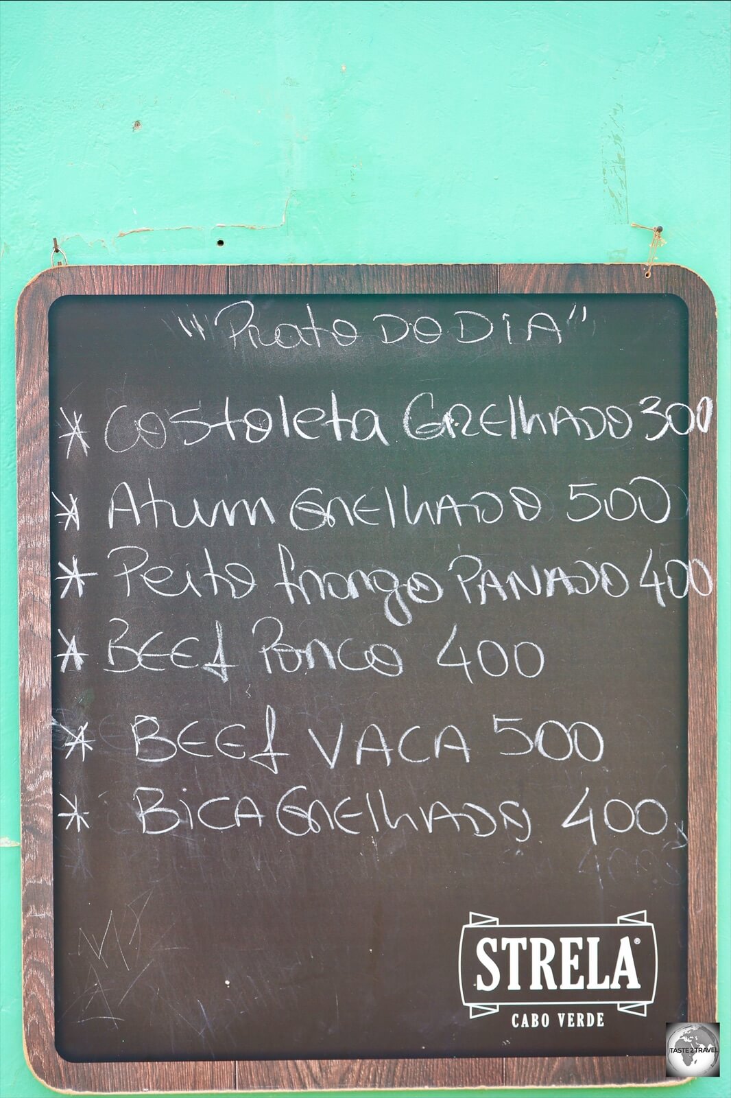 A menu at a local restaurant on the island of Boa Vista.