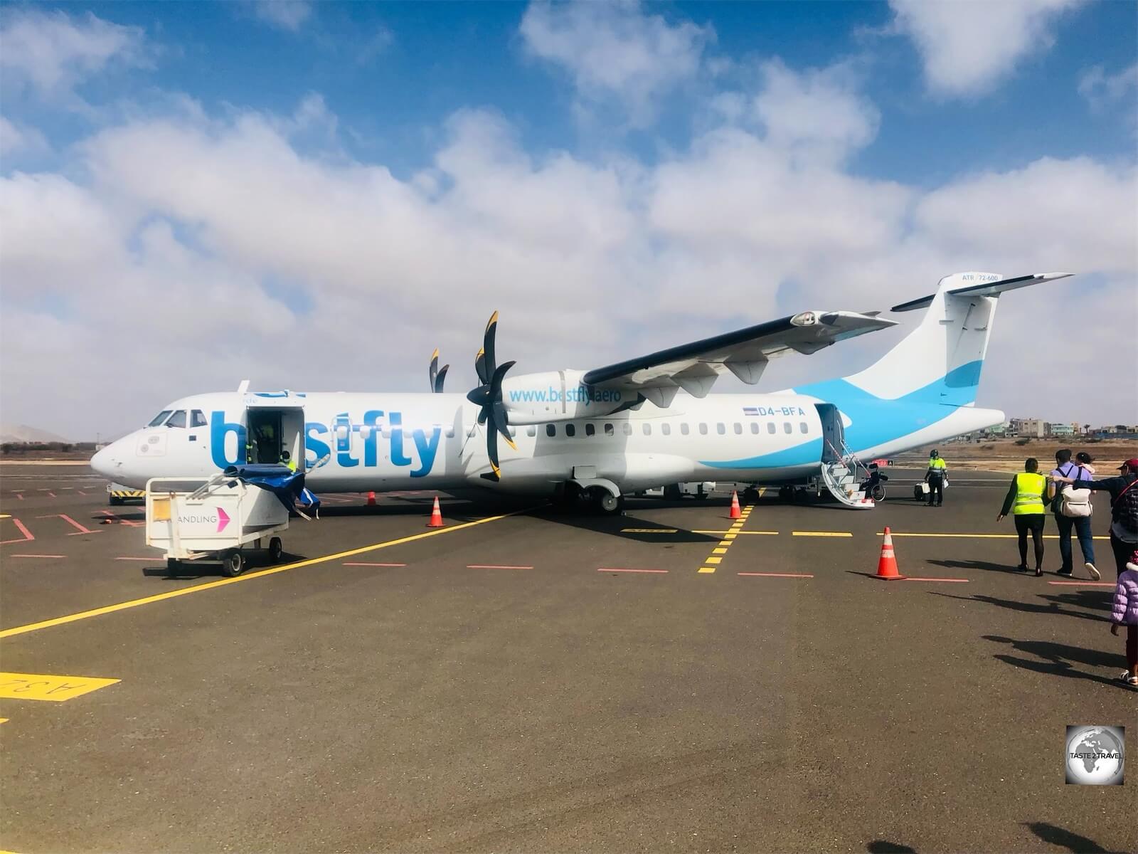 Domestic flights on Cape Verde are operated by TICV who have just two ATR-72's in service. Flights are infrequent and expensive!