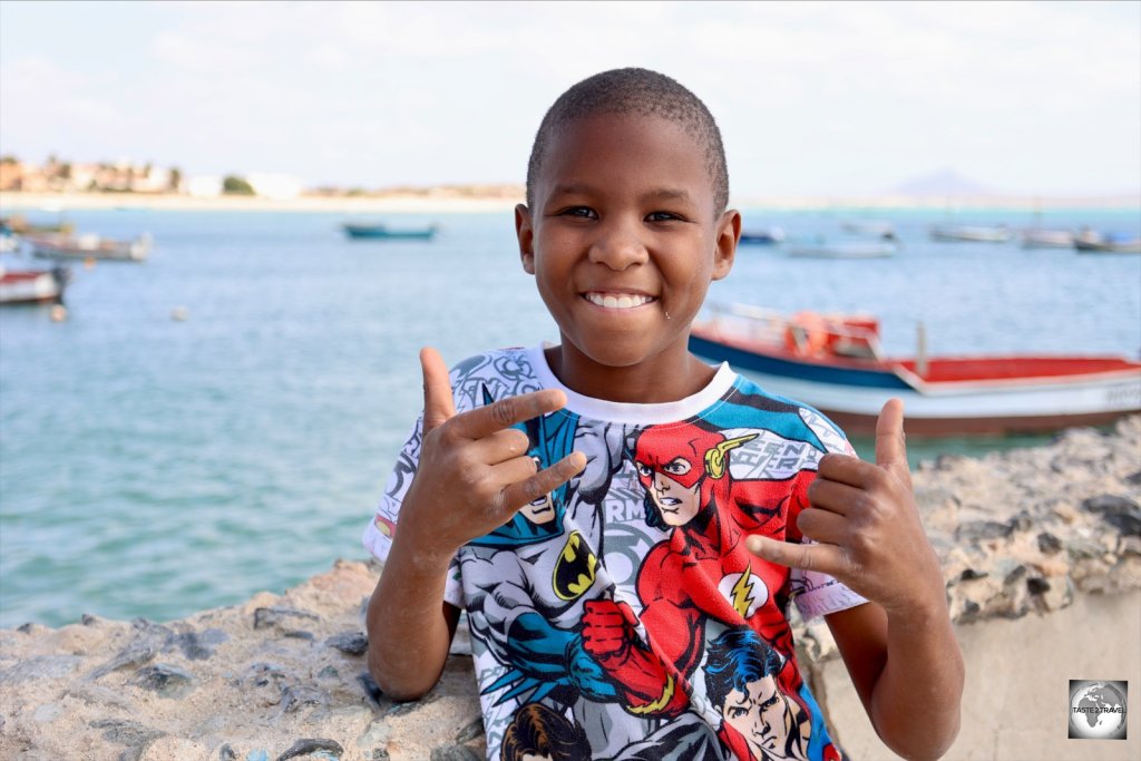 Young boy at the port in Sal Rei, Boa Vista Island.