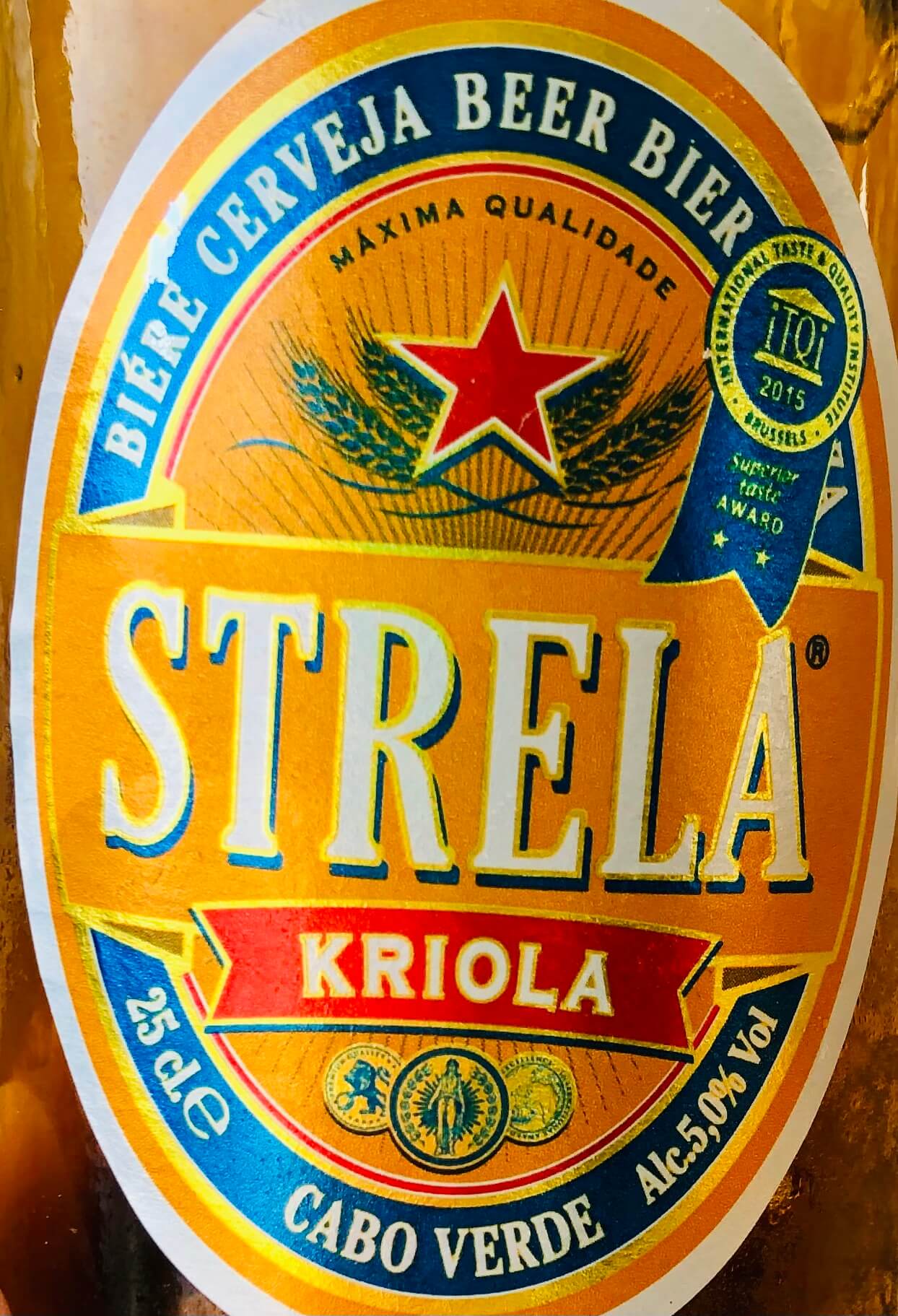 The very tasty local beer, <i>Strela</i> which is Creole for "star".