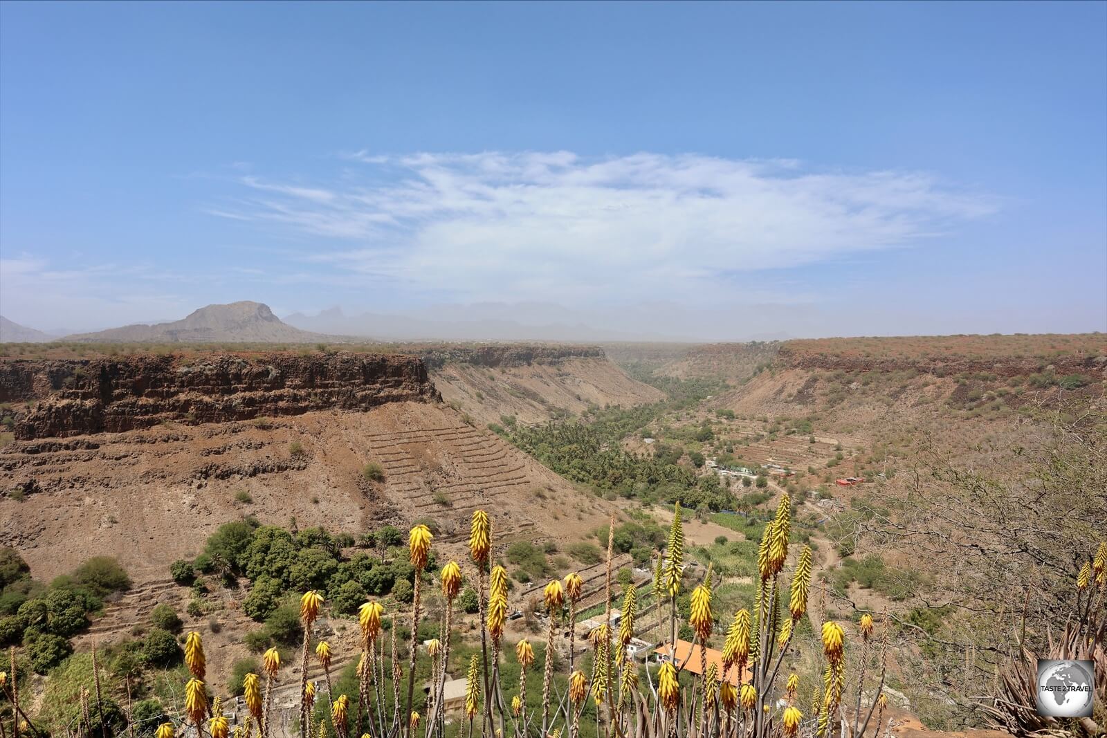 A view of the gorge created by the <i>Ribeira Grande de Santiago</i> River, from Fortaleza Real de São Filipe.