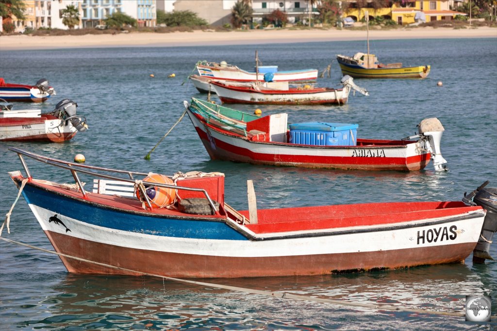 Fishing boats in Sal Rei harbour, Boa Vista Island.
