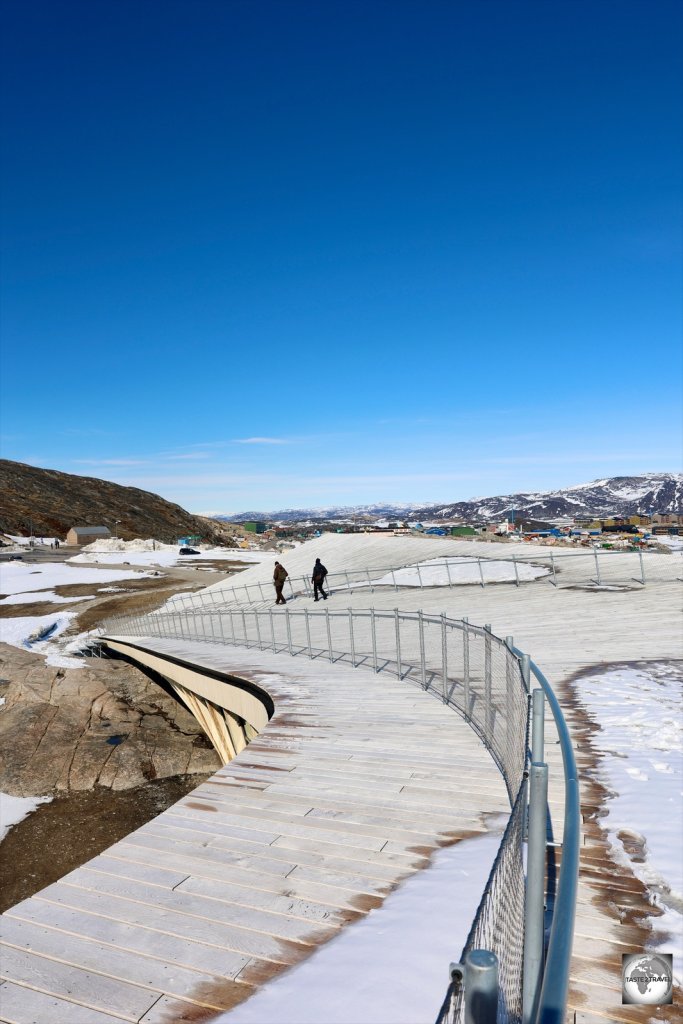 The wooden roof of the Ilulissat Icefjord Visitor's Centre offers its own walking trail.