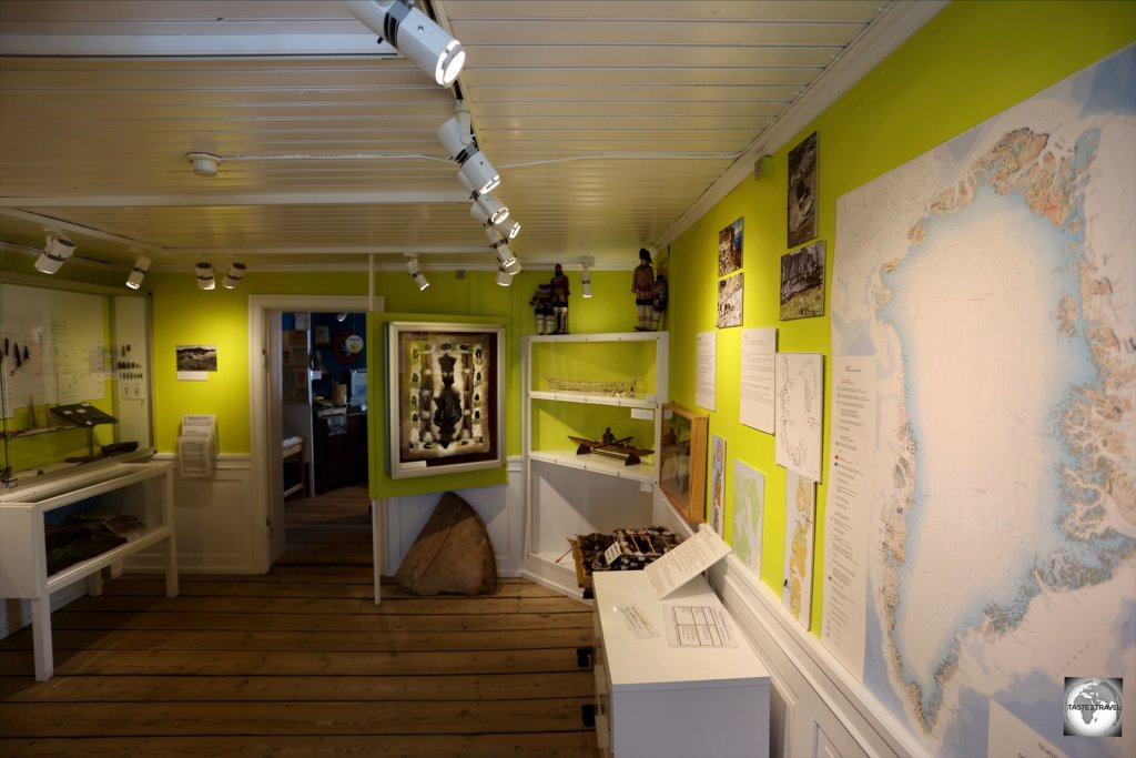Historical displays inside the Knud Rasmussen Museum in Ilulissat.