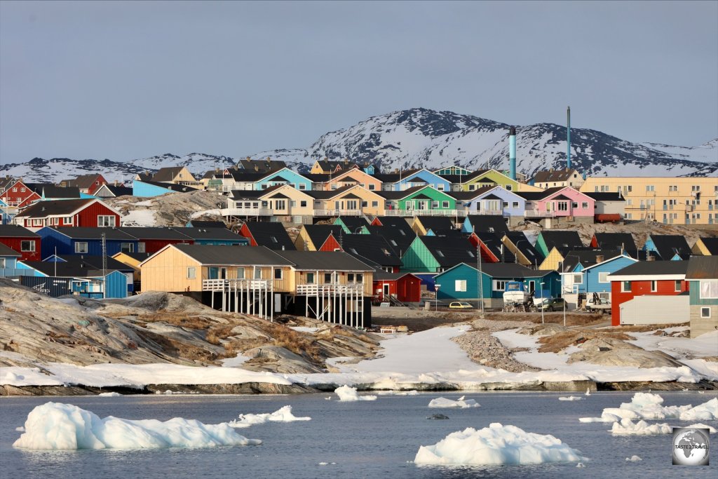 A view of the colourful houses of Ilulissat.