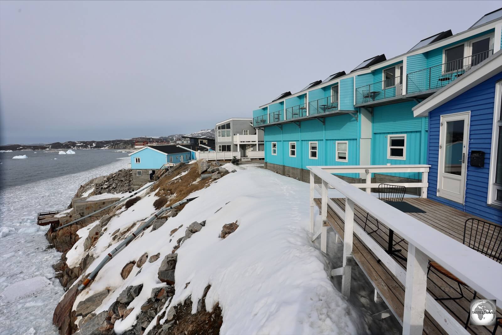 One of the best hotels in Ilulissat, the Hotel Icefiord overlooks the iceberg filled Disko Bay.
